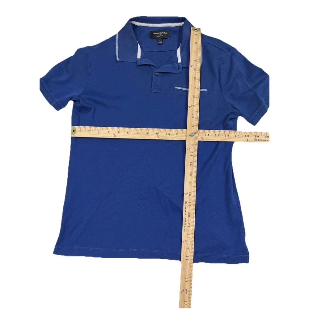 Men's Banana Republic Small Collar Polo Blue/Navy With Light‎ Blue Accents